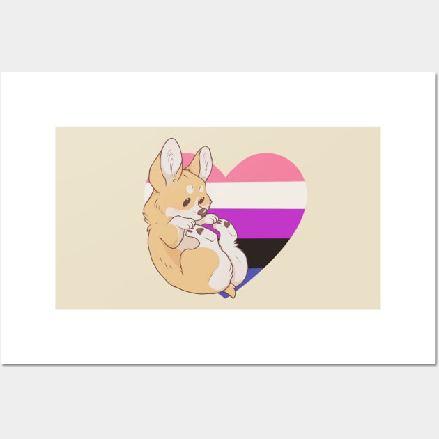 Genderfluid Pride Corgi Wall Art by saltuurn